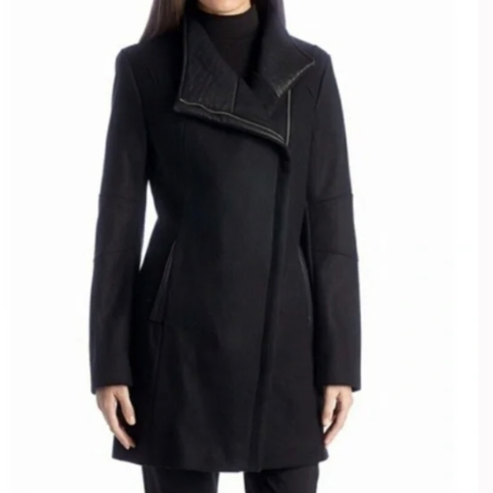 Calvin Klein Asymmetrical Zip Wool Coat